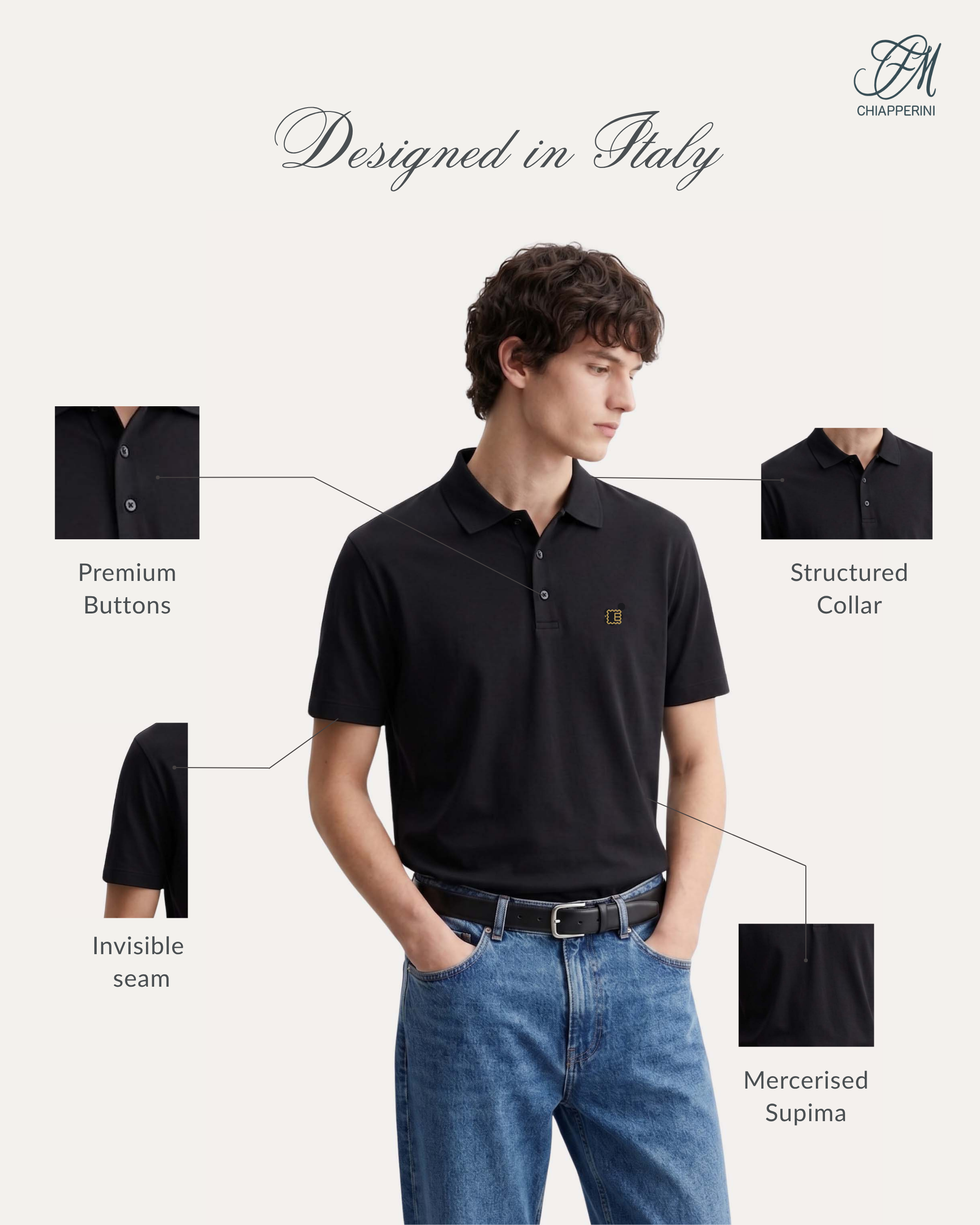 Nero Supima Polo